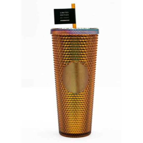 Limited Edition Starbucks 2021 50th Anniversary Gold Tumbler 24 oz. Cold Cup - Picture 1 of 10